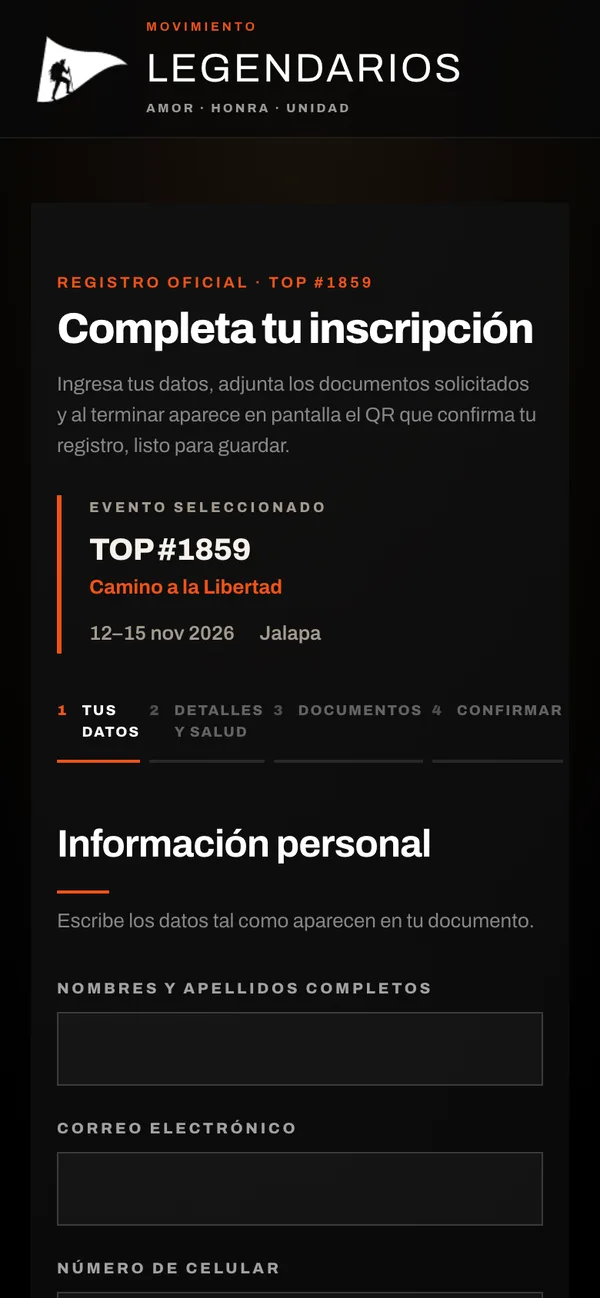 Los Legendarios: Inicio de la inscripción