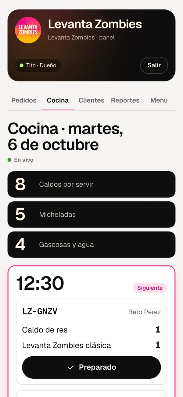 Levanta Zombies: Cocina en vivo