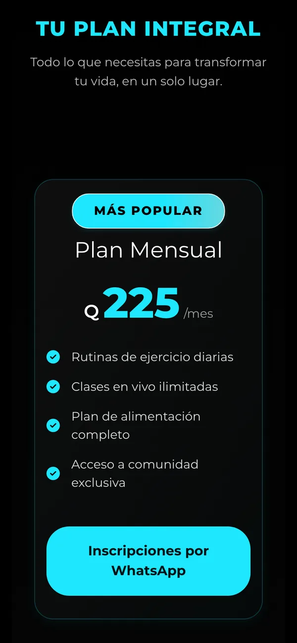 Nadie Como Tú: Plan mensual